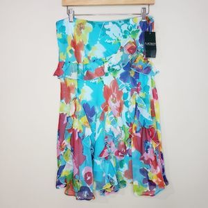 Lauren Ralph Lauren Small NWT Blue Floral Skirt with Ruffles